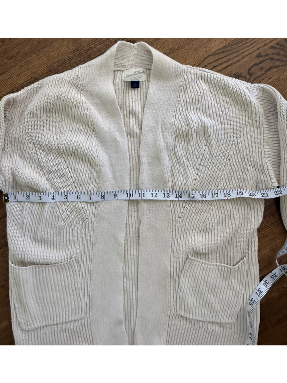 Universal Thread Cream Open-Front Ribbed Cardigan - Picture 4 of 5